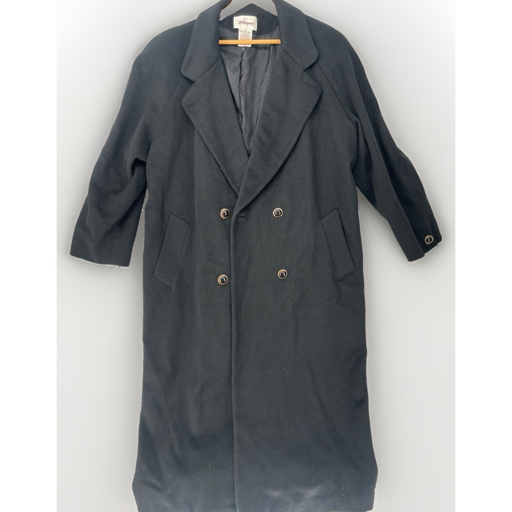 Worthington Women's 16 Black Long Wool Blend Lined Overcoat Double Breasted